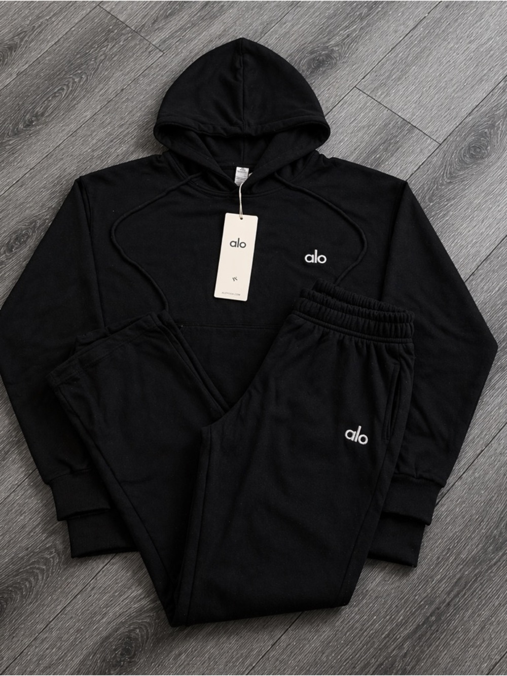 Alo Yoga Black hoodie  Jogger Set NWT Women’s Unisex Lounge Tracksuit